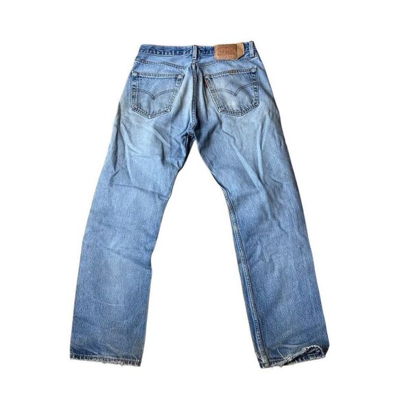 Vintage 90s Levi’s 501 Distressed Jeans Light Wash 34x33 - Picture 4 of 9